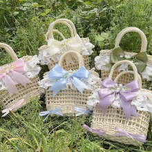 Lolita Bow Lace Woven Beach Bag