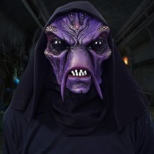 Halloween Purple Faced Witch cosplay Latex Mask