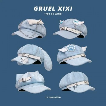 Y2k Aesthetic angel wings paw beret cap hat
