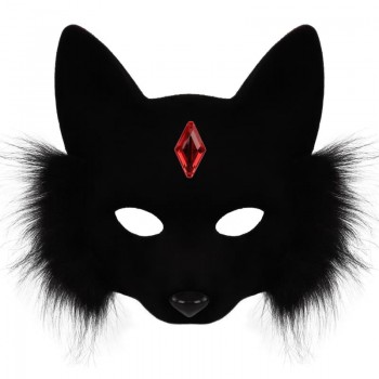 Funny Cat Halloween Furry Cosplay Half Face Mask
