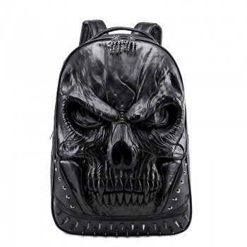 3D Skull Thick Leather Waterproof Backpacks Bags