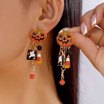 Halloween Pumpkin Ghost Dangle Earrings