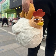 Fur Chicken Rooster Plush Bag Ugly Hen Shape Handb...