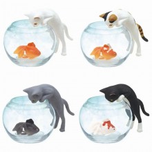 4pcs/set Cute Cat Catch Goldfish Fish Tank Animal ...