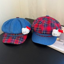 Sanrio Hello Kitty anime grid beret cap hat