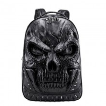 3D Skull Thick Leather Waterproof Backpacks Bags