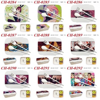 Dandadan anime Plastic Lunch Box with Fork Spoon Kids Food Case