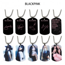 Black Pink star dog tag military army necklace