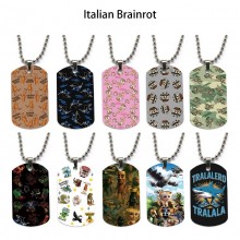 Italian Brainrot anime dog tag military army necklace