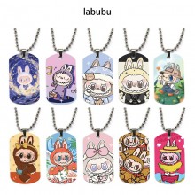 Labubu anime dog tag military army necklace