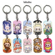 Labubu anime alloy two-sided pendant key chain key...