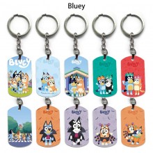 Bluey anime alloy two-sided pendant key chain keyc...