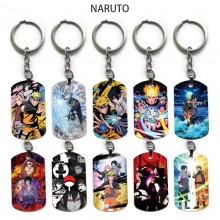 Naruto anime alloy two-sided pendant key chain key...