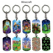 Minecraft game alloy two-sided pendant key chain k...