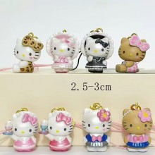 8pcs/set Hello Kitty anime figure doll phone strap...