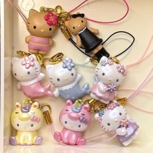 8pcs/set Hello Kitty anime figure doll phone strap...
