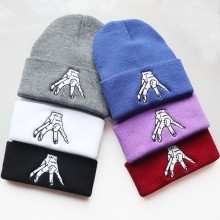 Wednesday Addams straw hat knitted hat