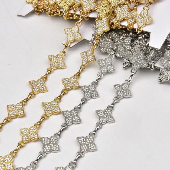 Women Four Leaf Shaped Metal Waist Chain Belt