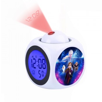 Frozen Elsa Anna anime LCD Projection Digital Alarm Clock Projector Temperature