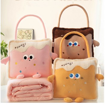 Portable Pillow Blanket With Handle Compact Fold To Blanket