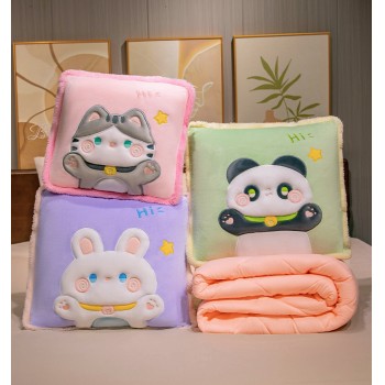 2 in 1 Pillow Blanket Soft Plush Blanket Small Cushion