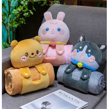 2 in 1 Pillow Blanket Soft Plush Blanket Small Cushion