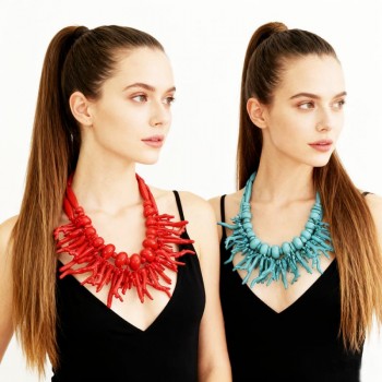 Double Layer Wear Resin Coral Necklace