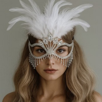 Rhinestone Tassel Veil Chains Face Masks