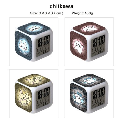 Chiikawa anime Alarm Clock Colorful Light Display Time Week Month