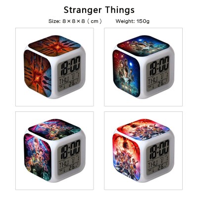 Stranger Things anime Alarm Clock Colorful Light Display Time Week Month
