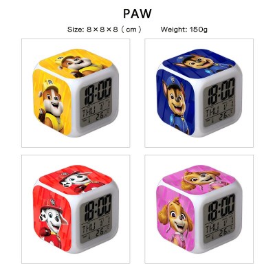 PAW Patrol anime Alarm Clock Colorful Light Display Time Week Month