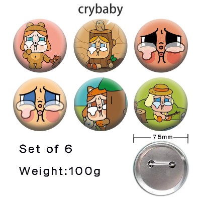 75MM Crybaby anime tinplate brooch pins set(6pcs a set)