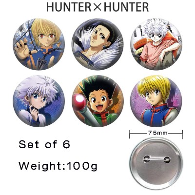 75MM Hunter x Hunter anime tinplate brooch pins set(6pcs a set)