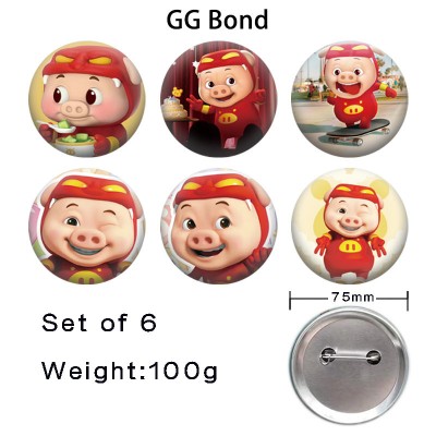 75MM GG Bond anime tinplate brooch pins set(6pcs a set)