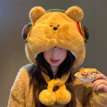 Thick Furry Animal Ear Hat Warm Plush Caps