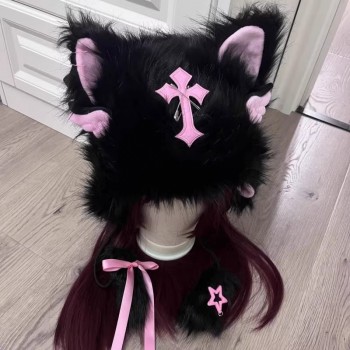 Cute Fluffy Cosplay plush Hat with Cat Ears