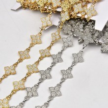 Women Four Leaf Shaped Metal Waist Chain Belt