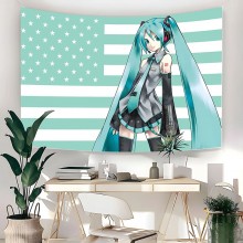 Hatsune Miku American Flag Background Decoration Dormitory Bedhead Tapestry
