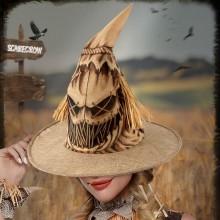 Halloween Cosplay Scary Scarecrow Witch Hat