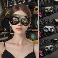 Retro Halloween Cosplay Antique Silver Gold Half F...