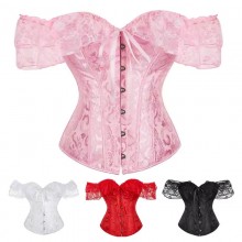 Overbust Corset Tops for Women with Sleeves Vintag...
