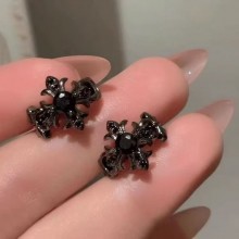 Vintage Gothic Red Crystal Cross Geometry Open Rings