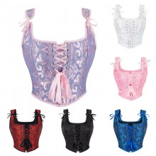 Vintage Women Corset with Straps Gothic Overbust Bustier Vest