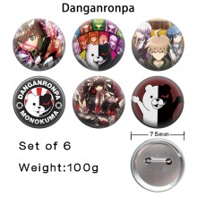 75MM Dangan Ronpa anime tinplate brooch pins set(6pcs a set)