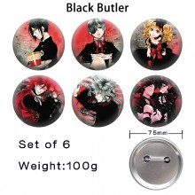 75MM Black Clover anime tinplate brooch pins set(6pcs a set)