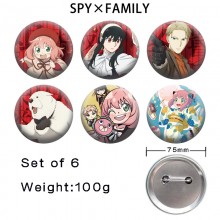75MM SPY x FAMILY anime tinplate brooch pins set(6pcs a set)
