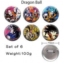 75MM Dragon Ball anime tinplate brooch pins set(6p...