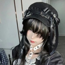 Harajuku Girls Rose Pearl Tassel Chain Berets Hat