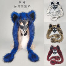 Handwork Medieval Cross Fluffy Hat Headwear Wolf Cat