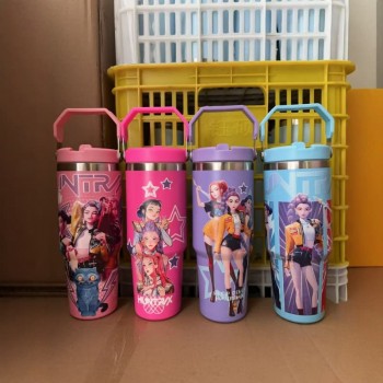 K-Pop Demon Hunters Large Capacity Insulated Cup 304 Stainless Steel Straw Cup